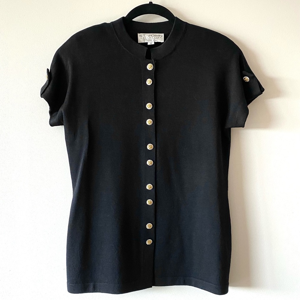 St. John Cap-Sleeve Knitted Jacket